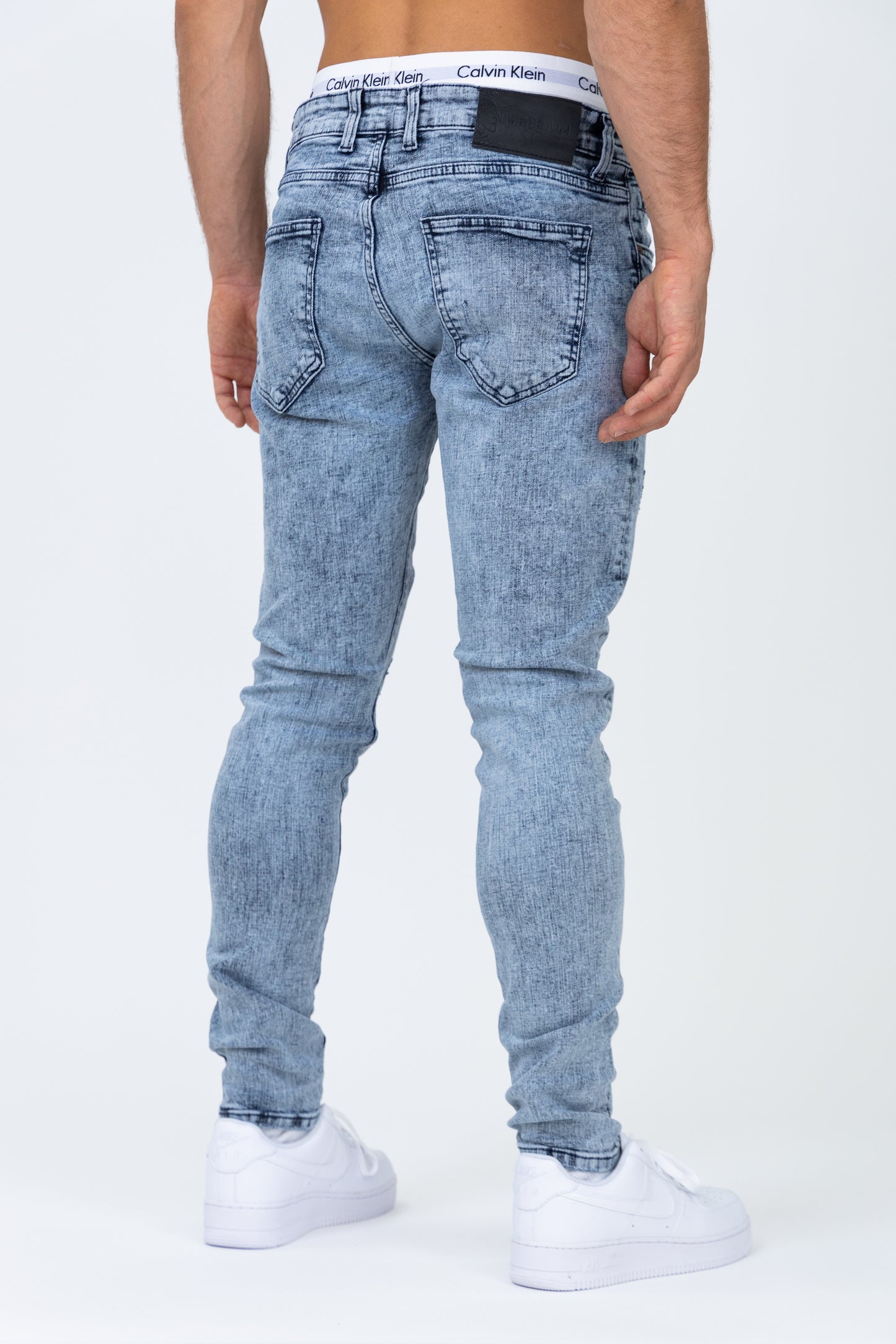 Jean coupe skinny bleu délavé