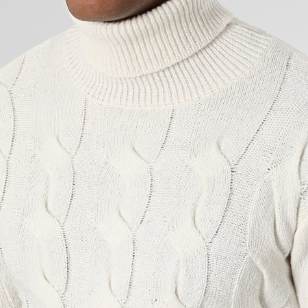 Pull irlandais col roulé blanc