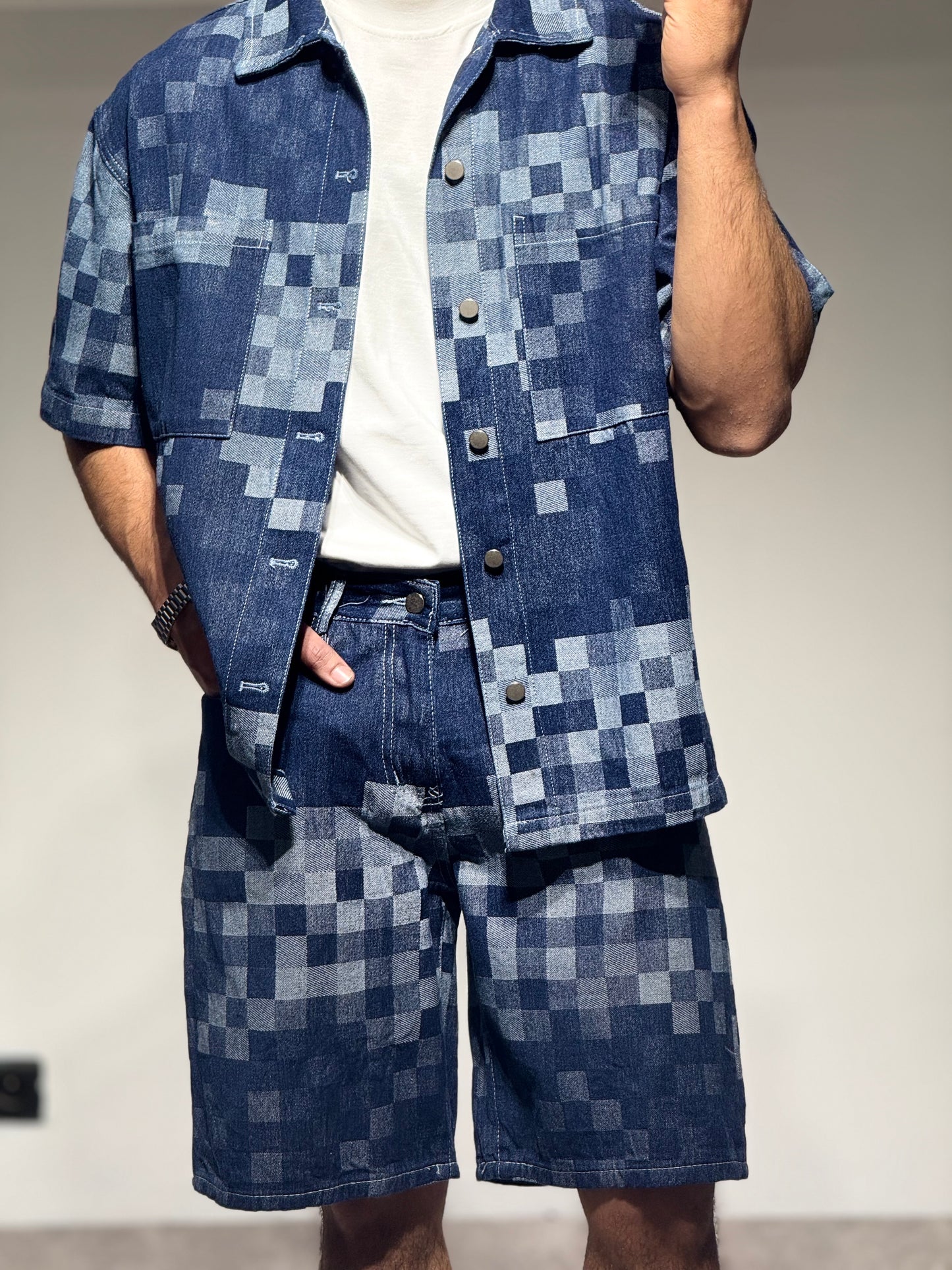 Ensemble short damier