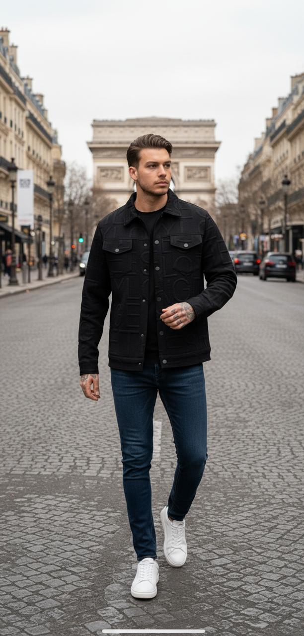 Veste monogramme Noir