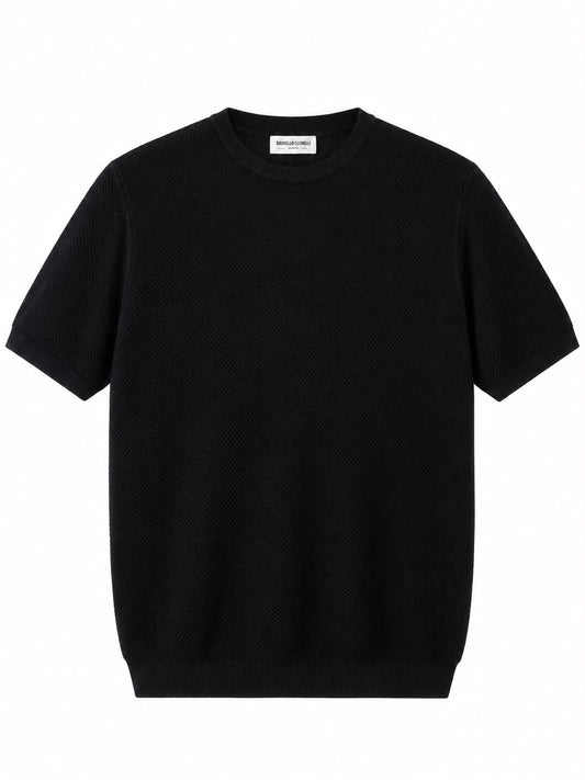 T-shirt façon pull noir