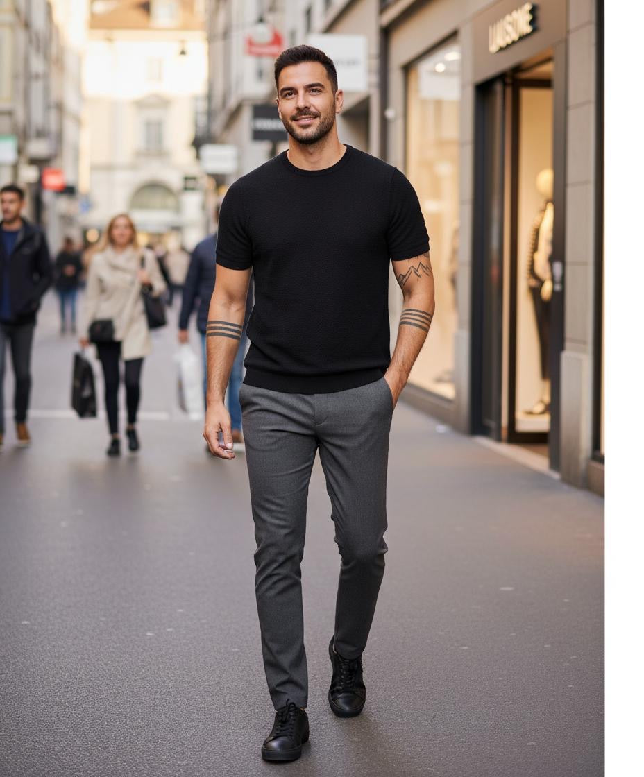 T-shirt façon pull Noir