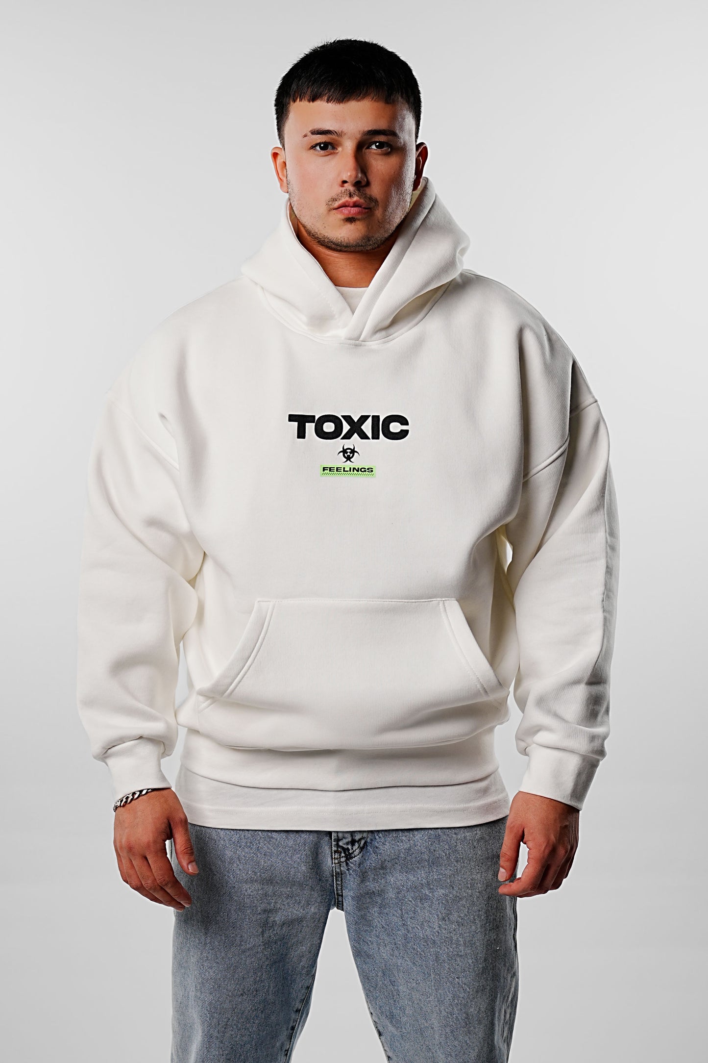 Sweat à capuche TOXIC blanc