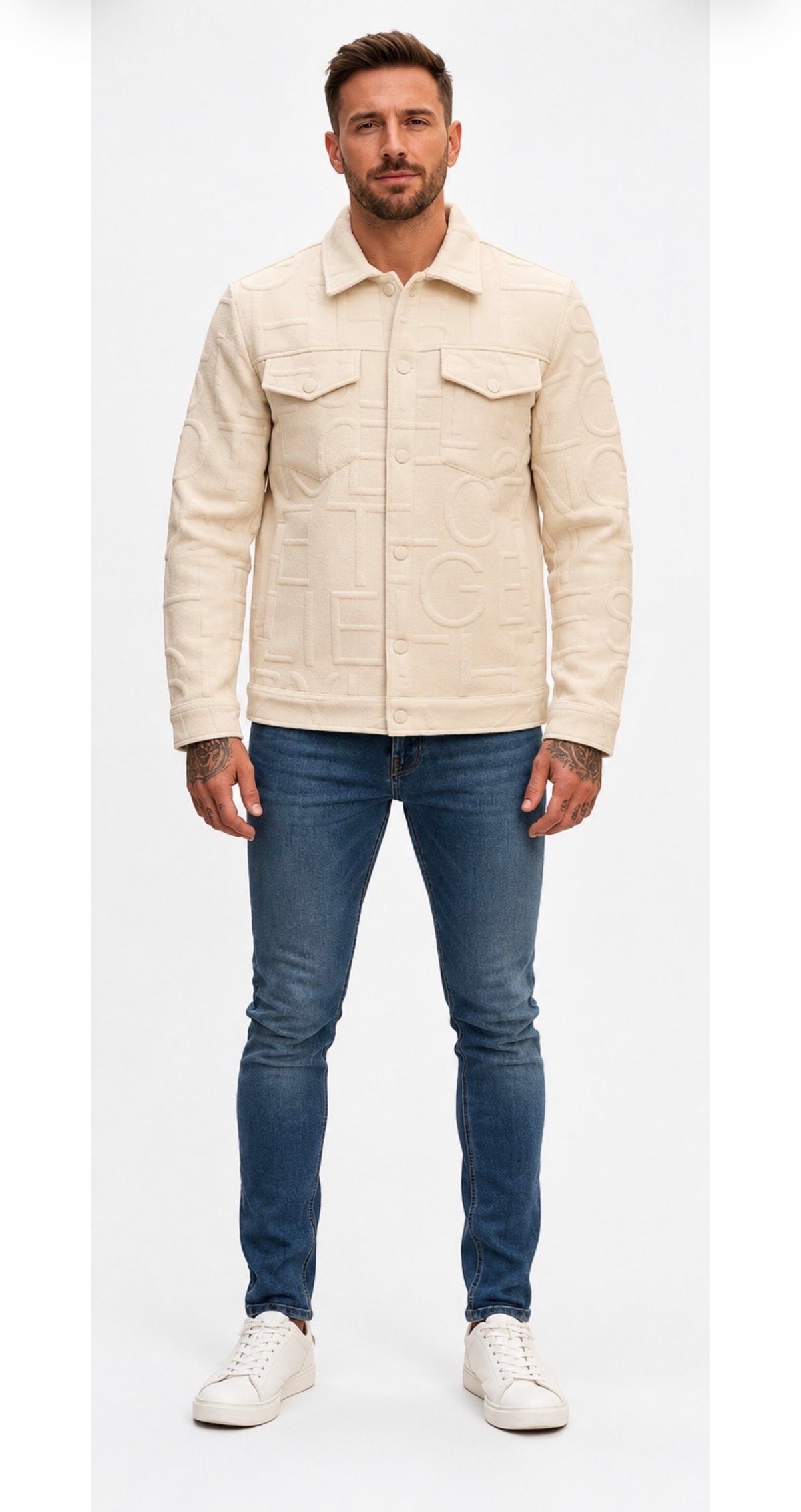 Beige Monogrammjacke