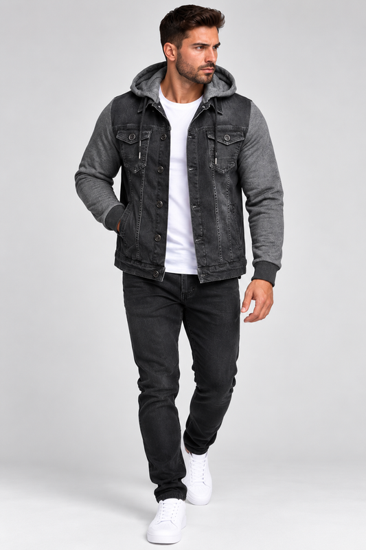 Veste jean à capuche