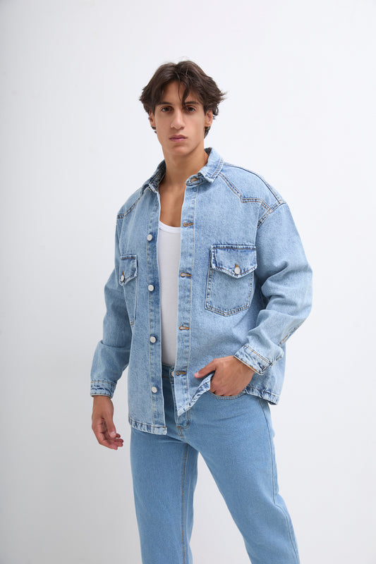 Blue denim overshirt