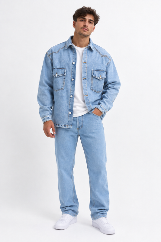 Surchemise en jean bleu