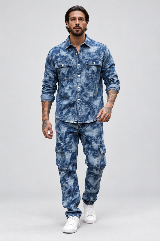 Ensemble jean artistique bleu brut