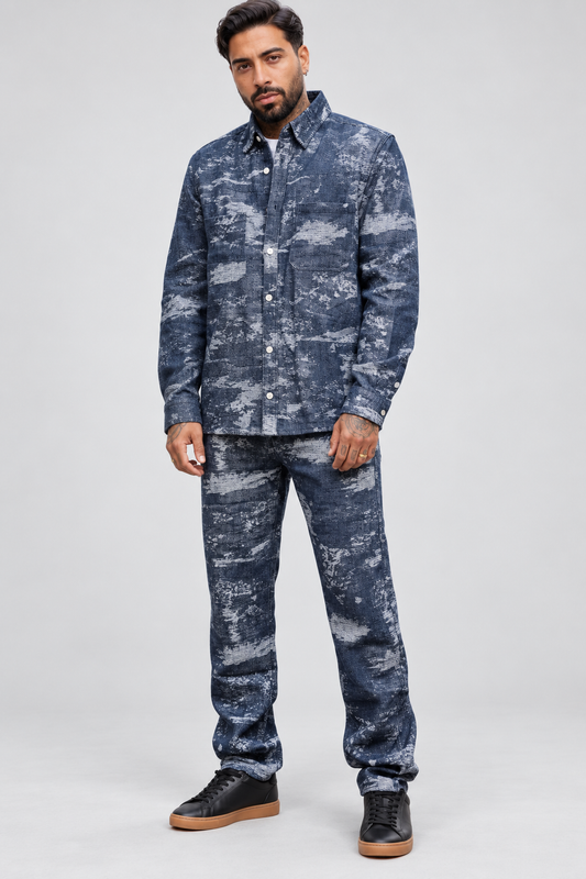 Ensemble jean camouflage bleu brut