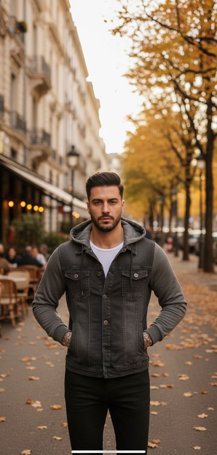 Veste jean à capuche