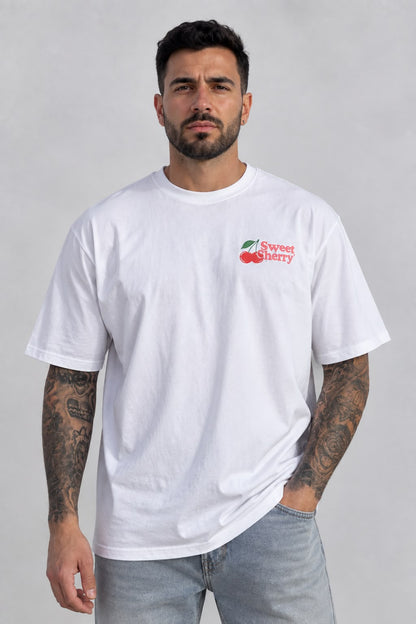 T-shirt cherry blanc