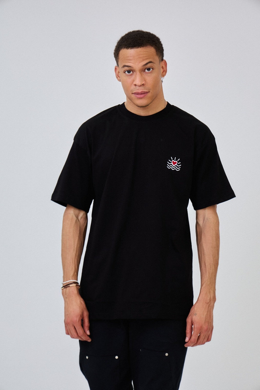 Black little heart logo t-shirt
