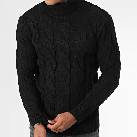 Irischer Pullover Rollkragen Schwarz