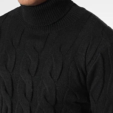 Pull irlandais Col rouler Noir