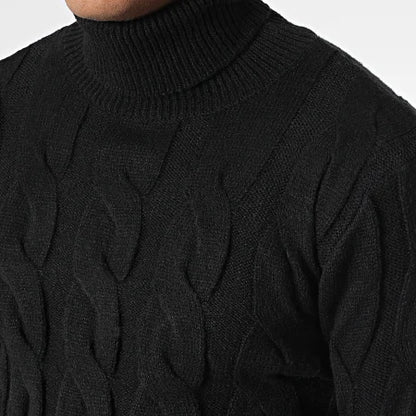 Irischer Pullover Rollkragen Schwarz