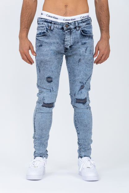 Jean coupe skinny bleu délavé