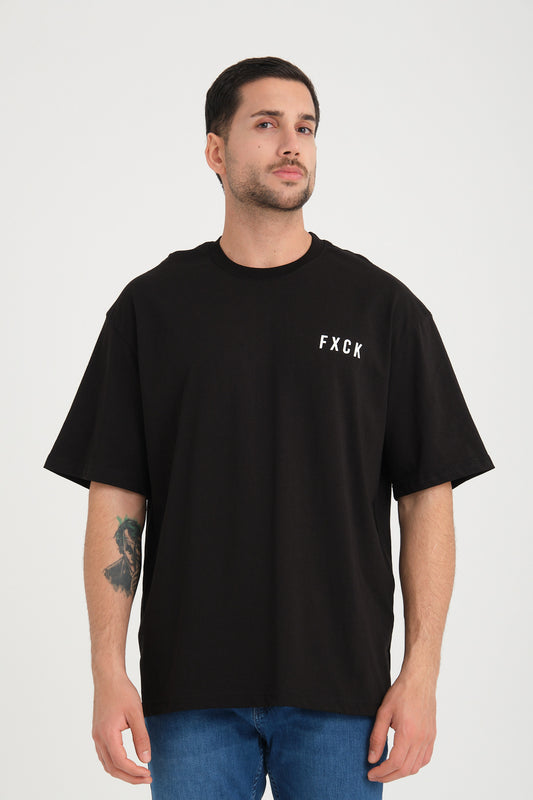 FXCK Übergroßes T-Shirt Schwarz