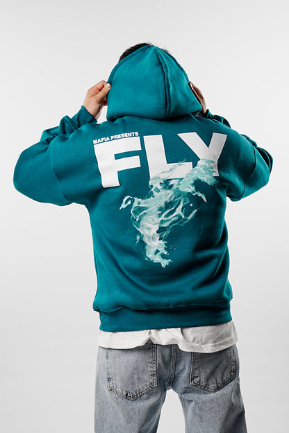 Sweat à capuche FLY bleu