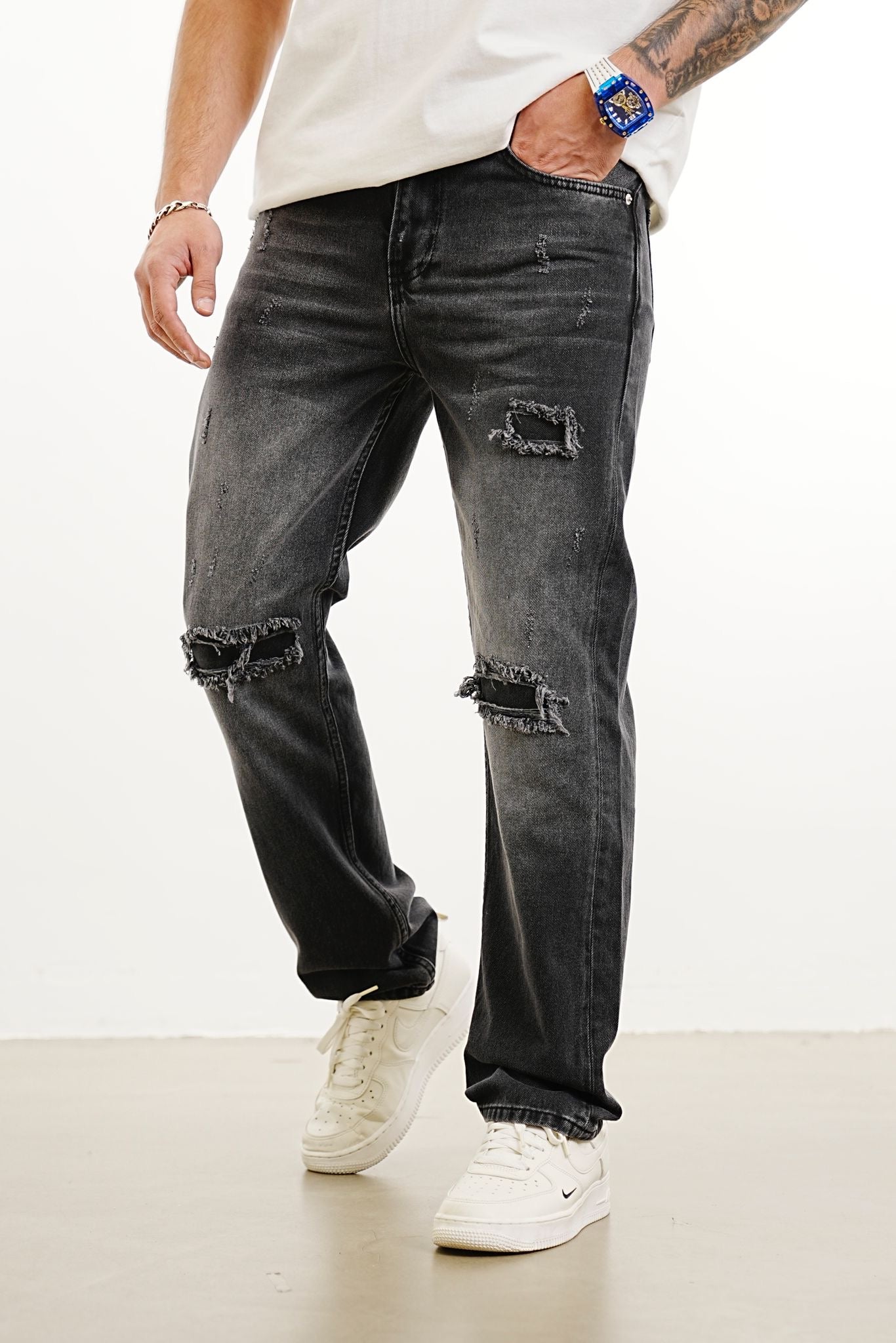 Black straight cut jeans