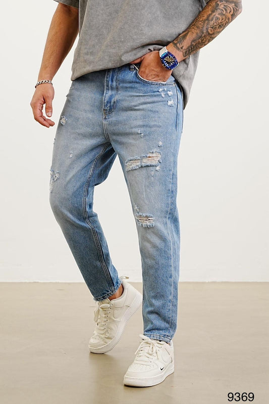 Blue straight cut jeans