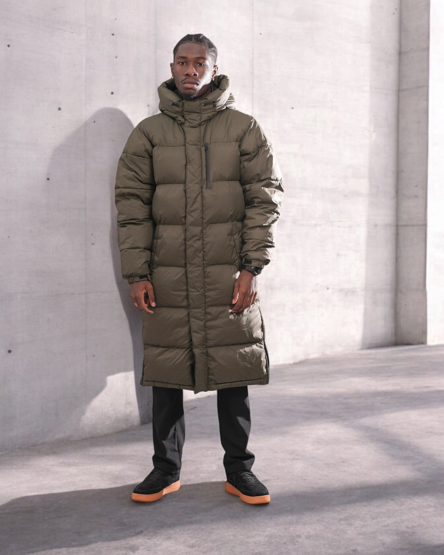 Long quilted down jacket