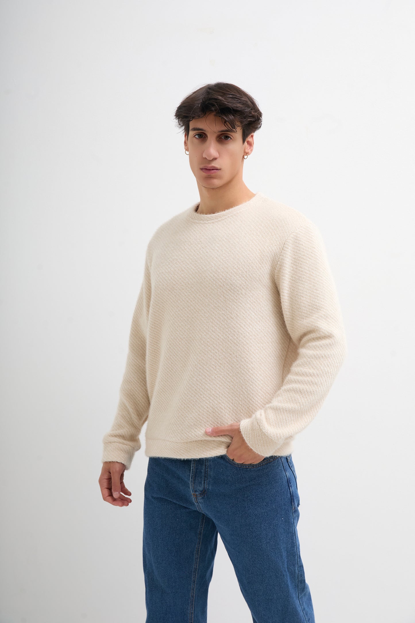 Pull molletonne beige